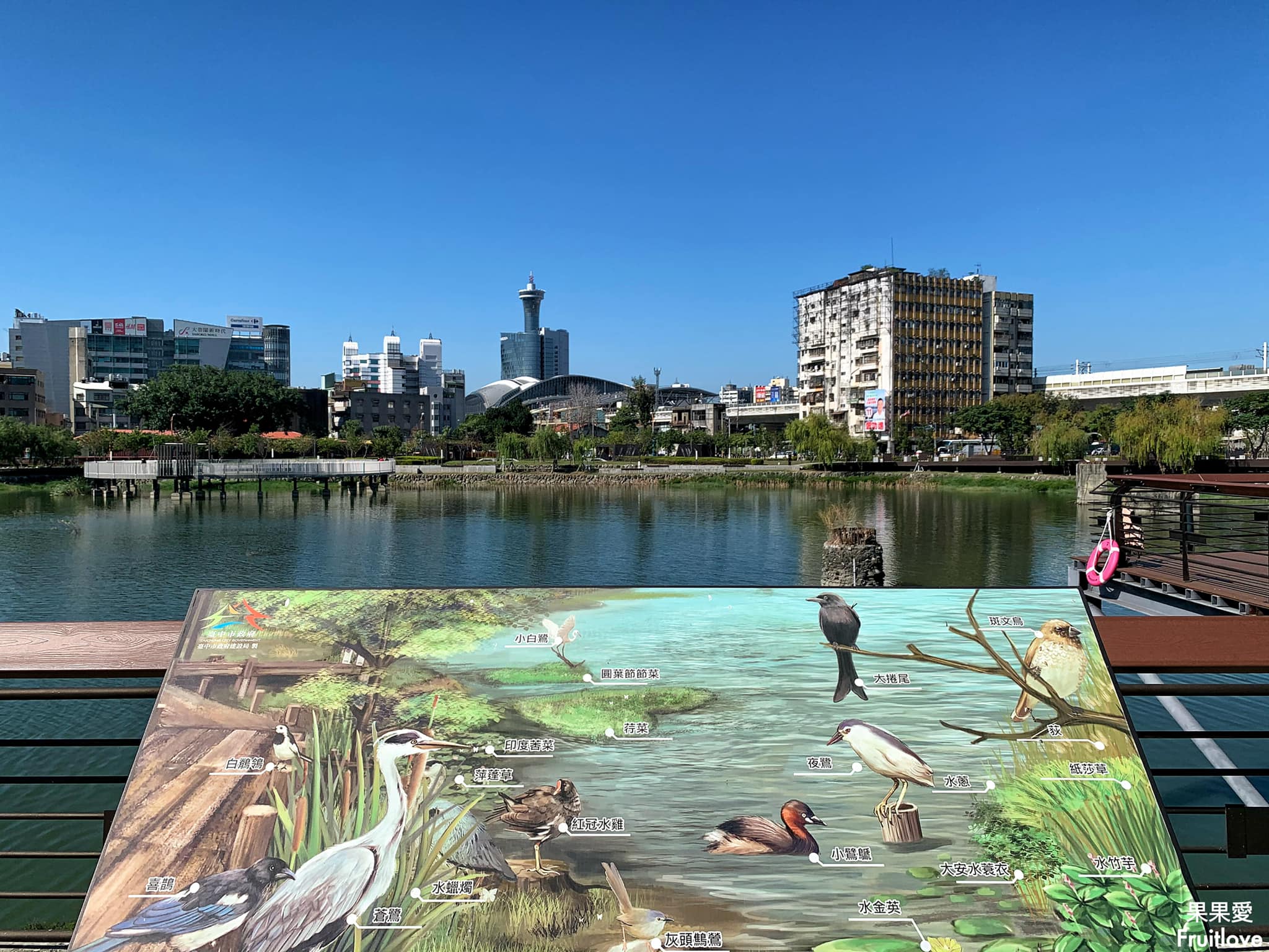 台中景點-湧泉公園 (台糖湖濱生態園區)⟩悠閒地漫步在舊糖廠，探索生態、享受微風、自由騎乘或是湖畔發呆-免費景點 @果果愛Fruitlove